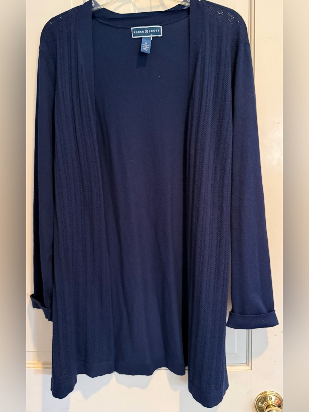 Karen Scott Navy Open Front Cardigan
